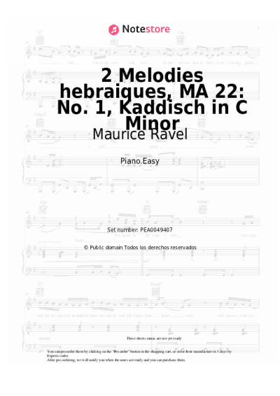 Notas, acordes Maurice Ravel - Deux Melodies hebraiques, MA 22: No. 1, Kaddisch in C Minor