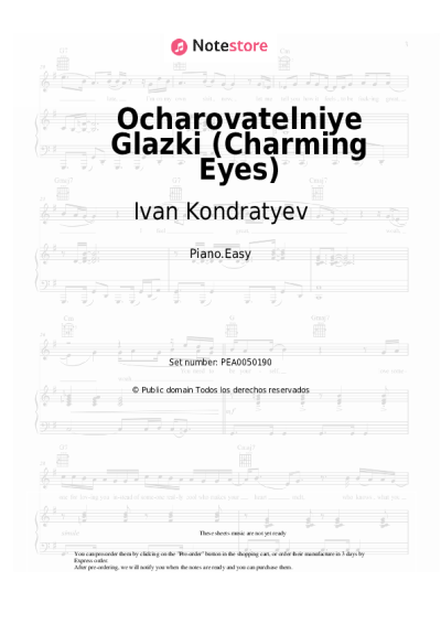 Notas, acordes Ivan Kondratyev - Ocharovatelniye Glazki (Charming Eyes)