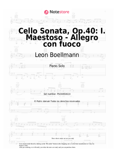 undefined Leon Boellmann - Cello Sonata, Op.40: I. Maestoso - Allegro con fuoco