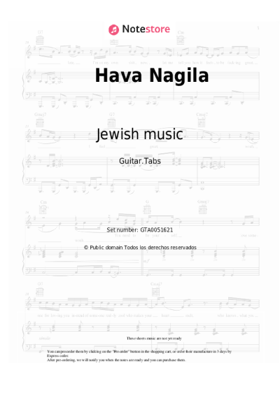 Notas, acordes Jewish music - Hava Nagila