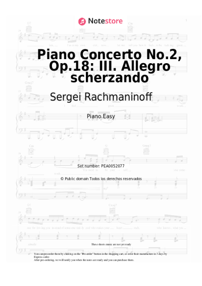 Notas, acordes Sergei Rachmaninoff - Piano Concerto No.2, Op.18: III. Allegro scherzando