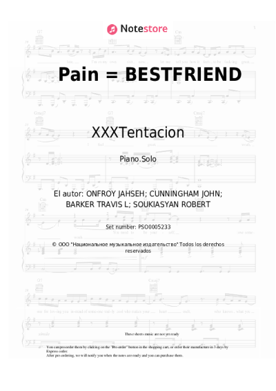 Notas, acordes XXXTentacion, Travis Barker - Pain = BESTFRIEND