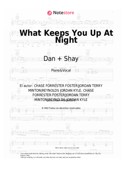 Notas, acordes Dan + Shay - What Keeps You Up At Night