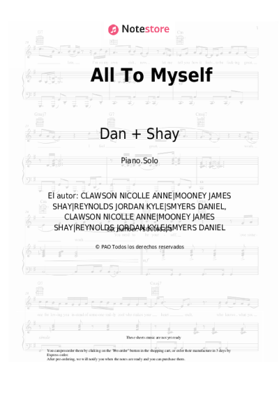 Notas, acordes Dan + Shay - All To Myself