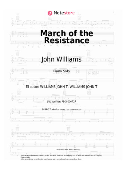 Notas, acordes John Williams - March of the Resistance