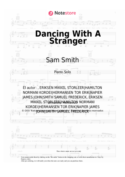 Notas, acordes Sam Smith, Normani - Dancing With A Stranger