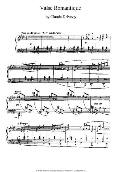 Notas, acordes Claude Debussy - Valse Romantique
