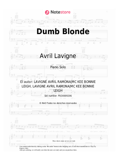Notas, acordes Avril Lavigne, Nicki Minaj - Dumb Blonde