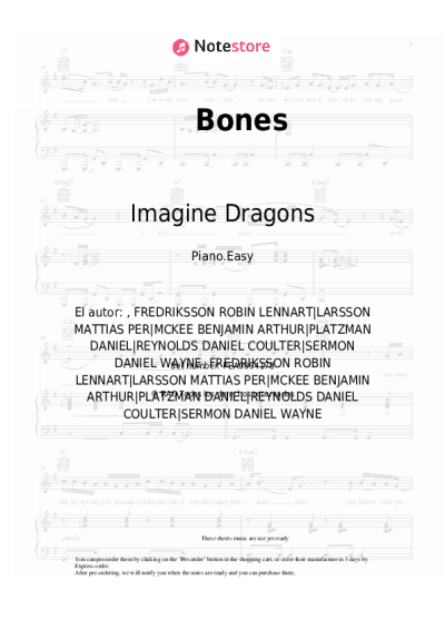 Notas, acordes Imagine Dragons - Bones