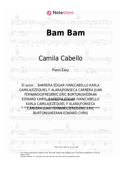 Notas, acordes Camila Cabello, Ed Sheeran - Bam Bam