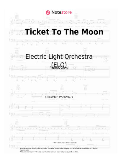Notas, acordes Electric Light Orchestra (ELO) - Ticket To The Moon