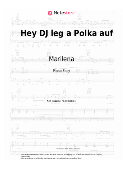 Notas, acordes Marilena - Hey DJ leg a Polka auf